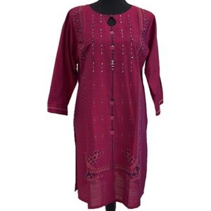 Pryda NWOT Kurta Tunic Top Pink Embroidered Fits like M